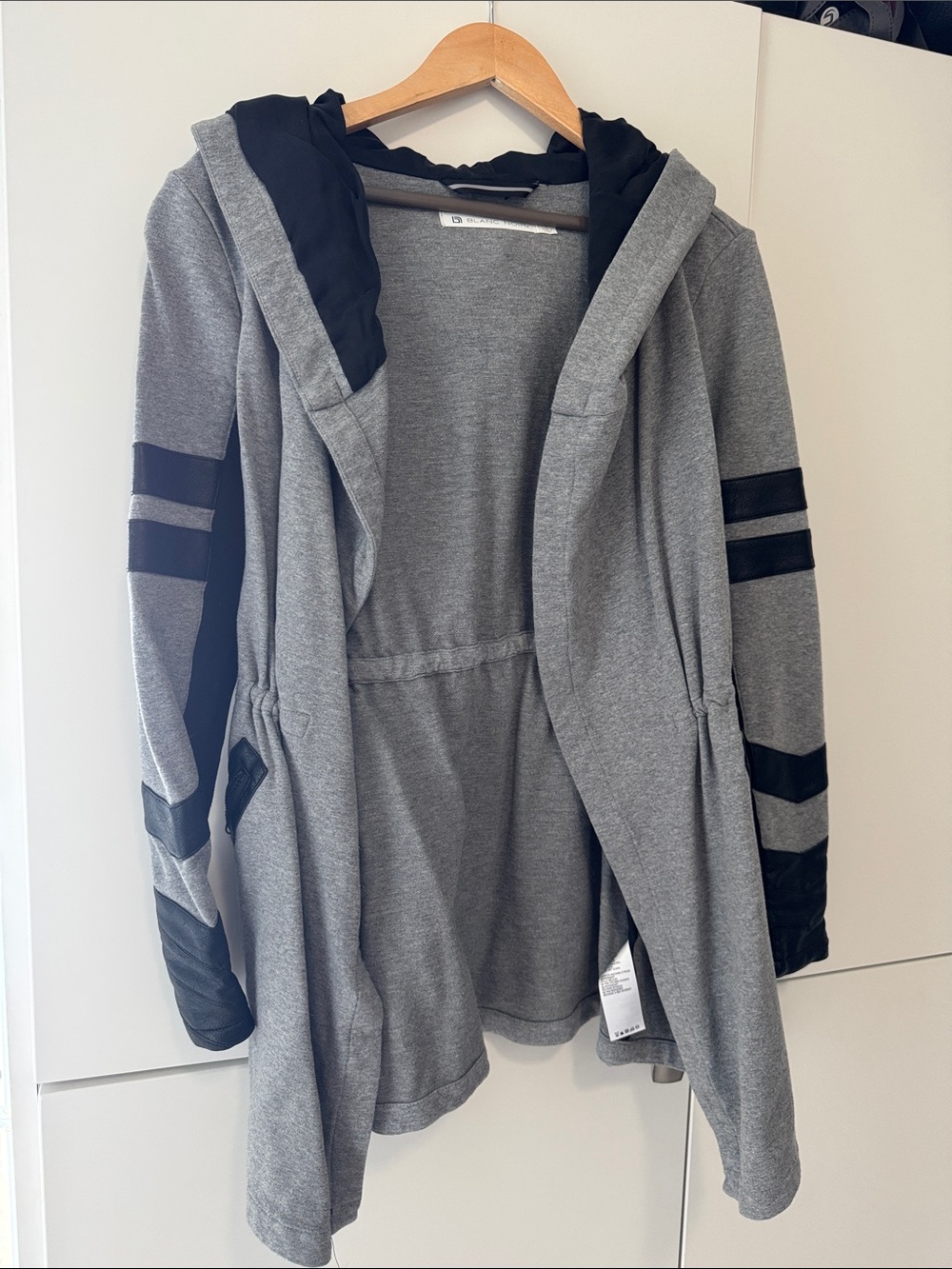 blanc noir Gray Hooded Kids Jacket with Black Accents
